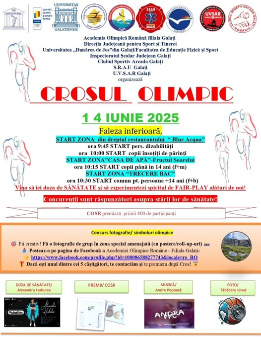 Mișcare și incluziune la Crosul Olimpic, sâmbătă, pe Faleză