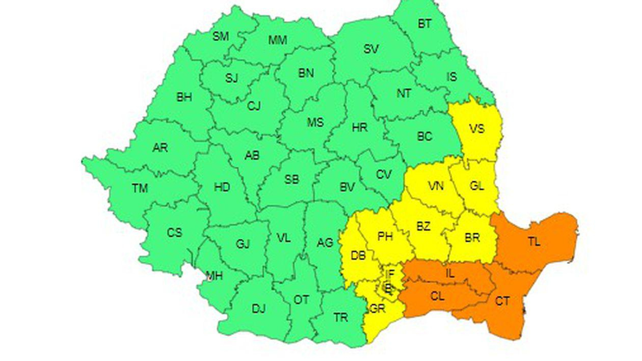 Ploi torențiale! Avertizare meteo de furtuni în județul Galați