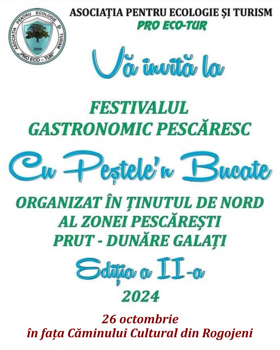 Festival pescăresc pe 26 octombrie, la Rogojeni