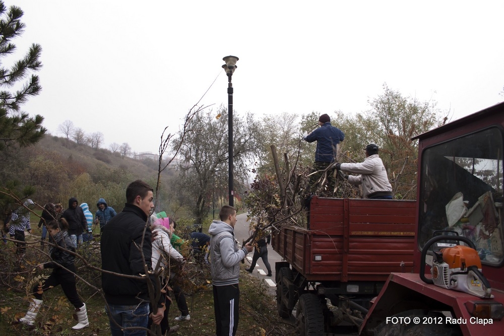 Parteneriat ecologic: Sculpturile de metal, curăţate de studenţi şi elevi