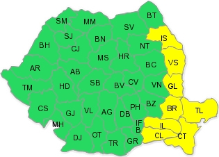 UPDATE/ VREME REA: COD GALBEN DE VÂNT, PLOAIE şi INUNDAŢII la Galaţi