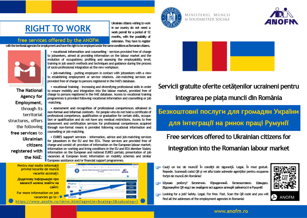 Pliante în engleză și ucraineană, pentru refugiați