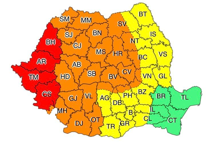 Galațiul, sub cod galben de instabilitate atmosferică