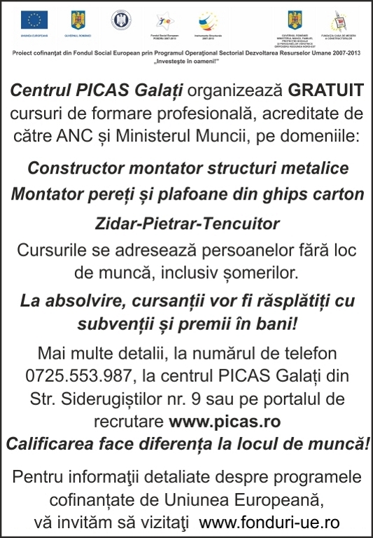 Centrul PICAS Galaţi organizează GRATUIT...