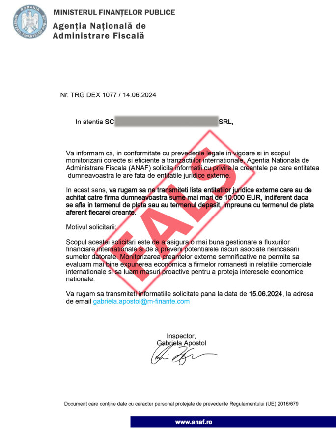 Mesaje false în numele ANAF