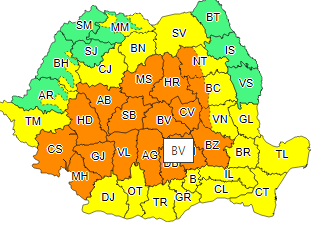 Cod Galben de ploi în Galați, până joi dimineață