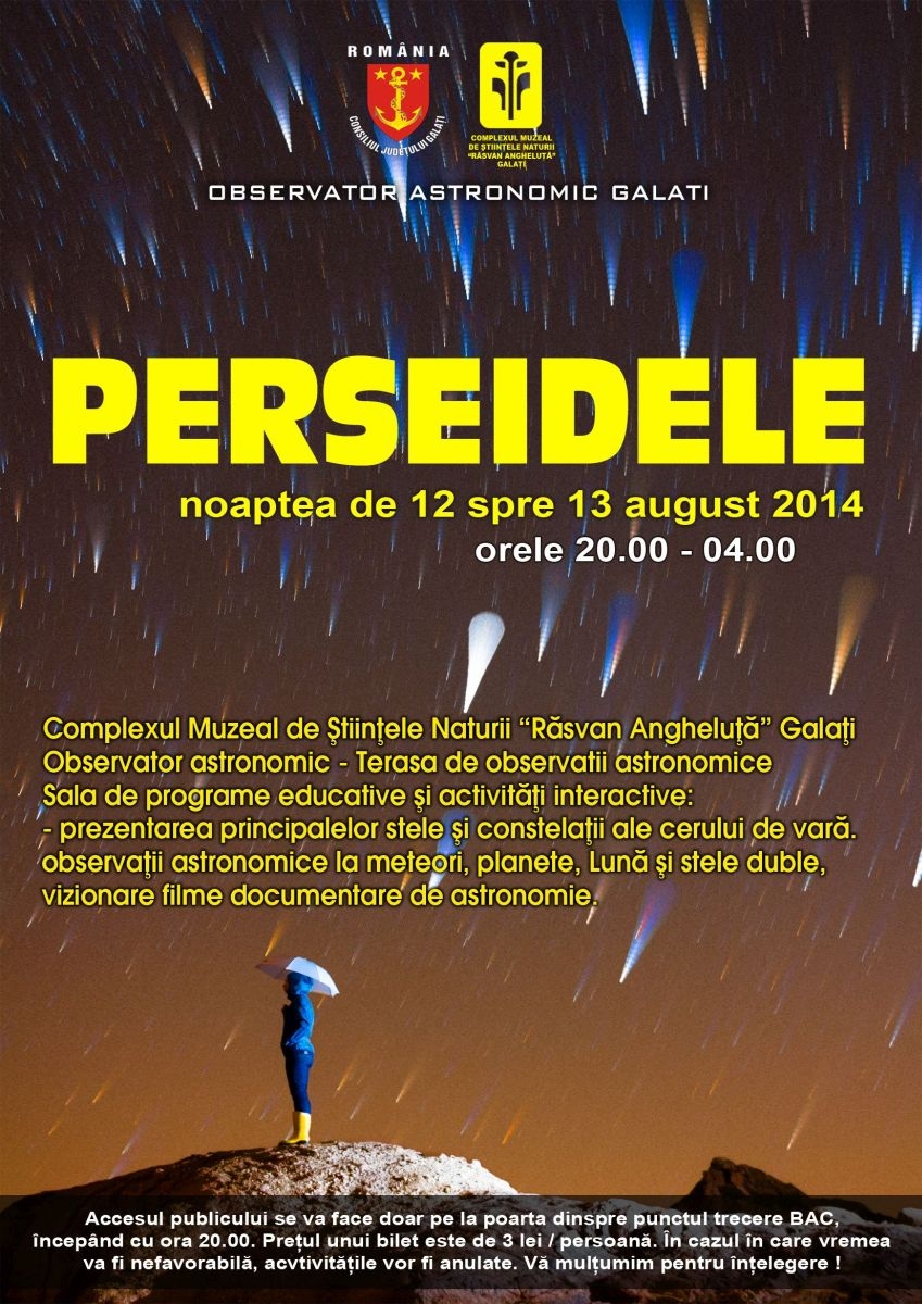 Marţi noapte CAD STELELE! Invitaţie la PERSEIDE, la Observatorul Astronomic