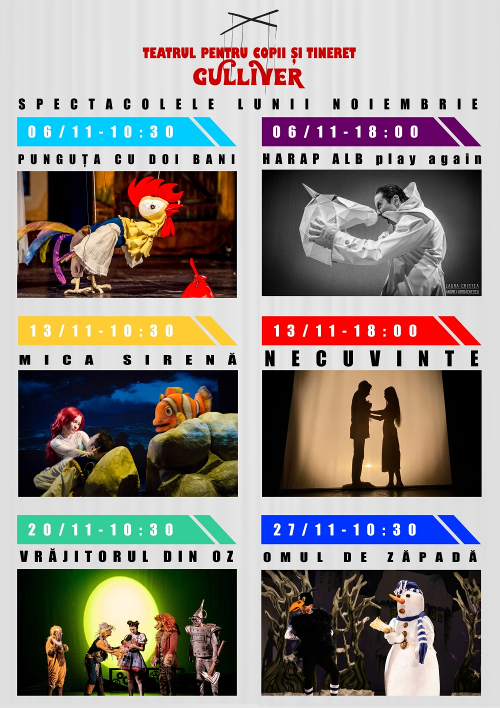 Spectacolele lunii noiembrie la Teatrul „Gulliver”