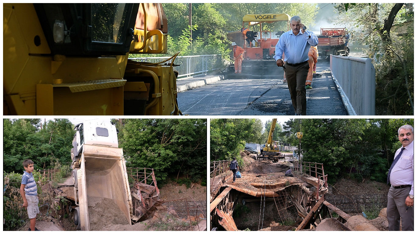 Podul care a înghiţit o basculantă a fost refăcut