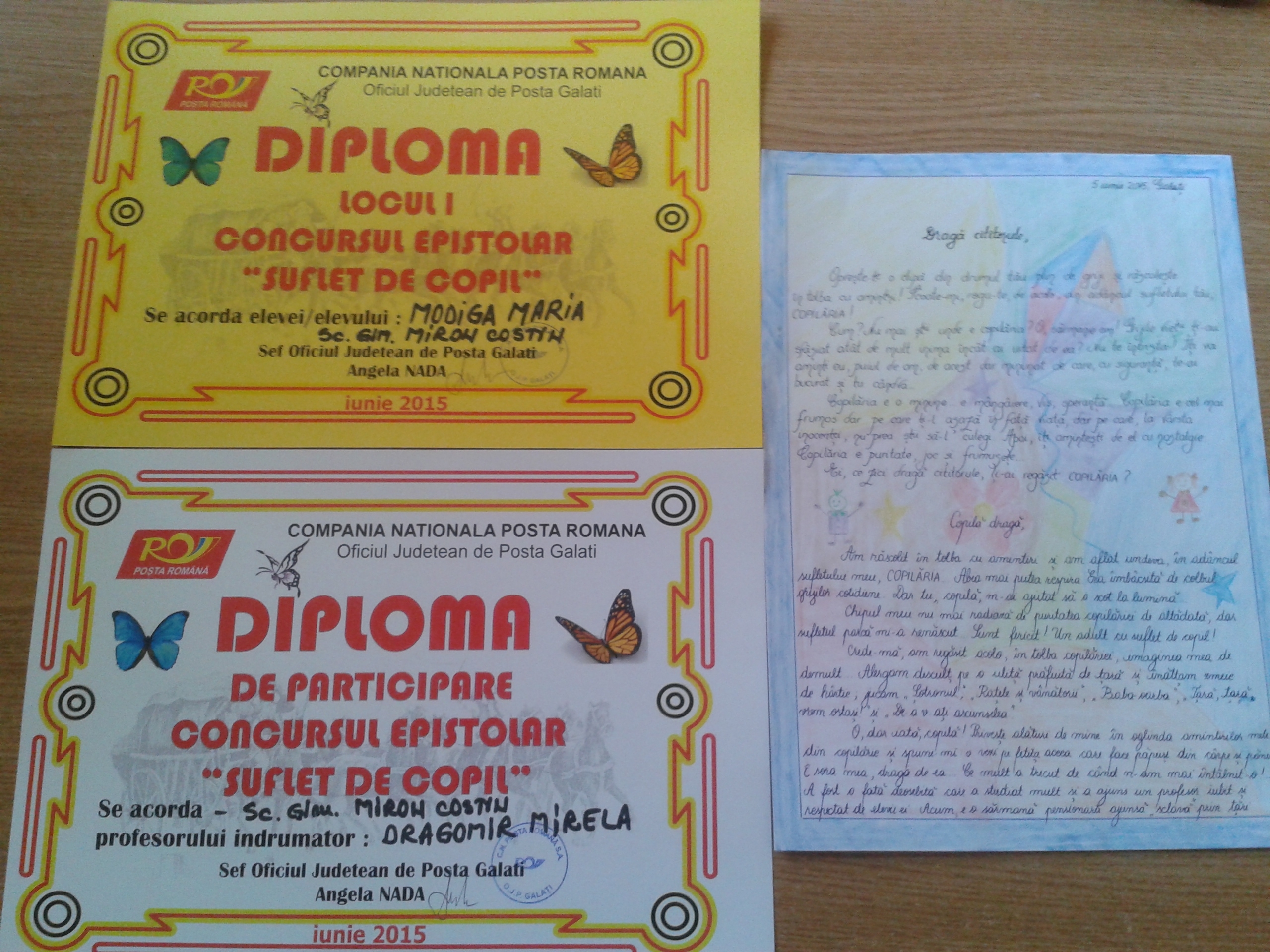 Oficiul Judeţean de Poştă Galaţi PREMIAZĂ elevii