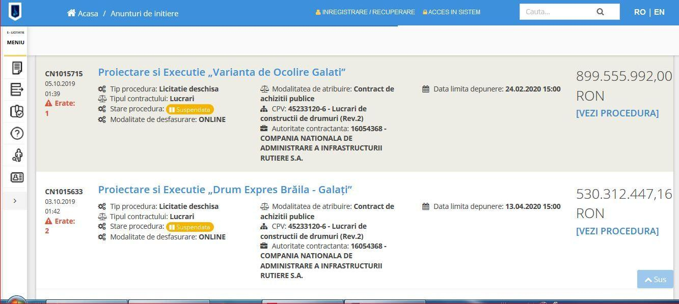 Licitaţia pentru drumul expres Galaţi - Brăila, suspendată a doua oară
