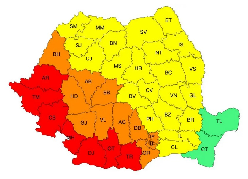 Judeţul Galaţi, din nou sub Cod galben de caniculă