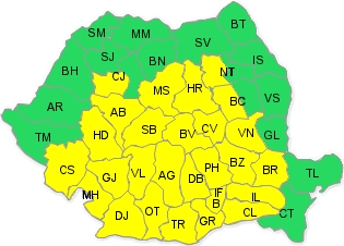 ATENŢIONARE METEO/ Cod galben de NINSORI şi VÂNT PUTERNIC
