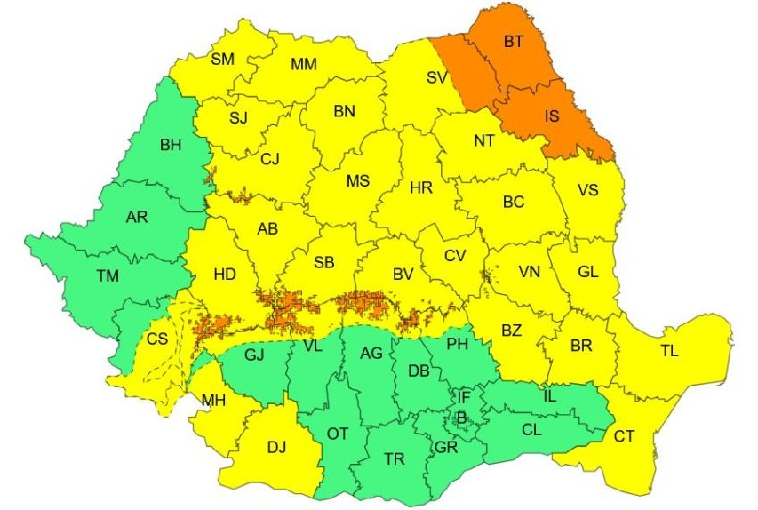 Cod galben de vânt la Galaţi, pe parcursul zilei de 23 aprilie