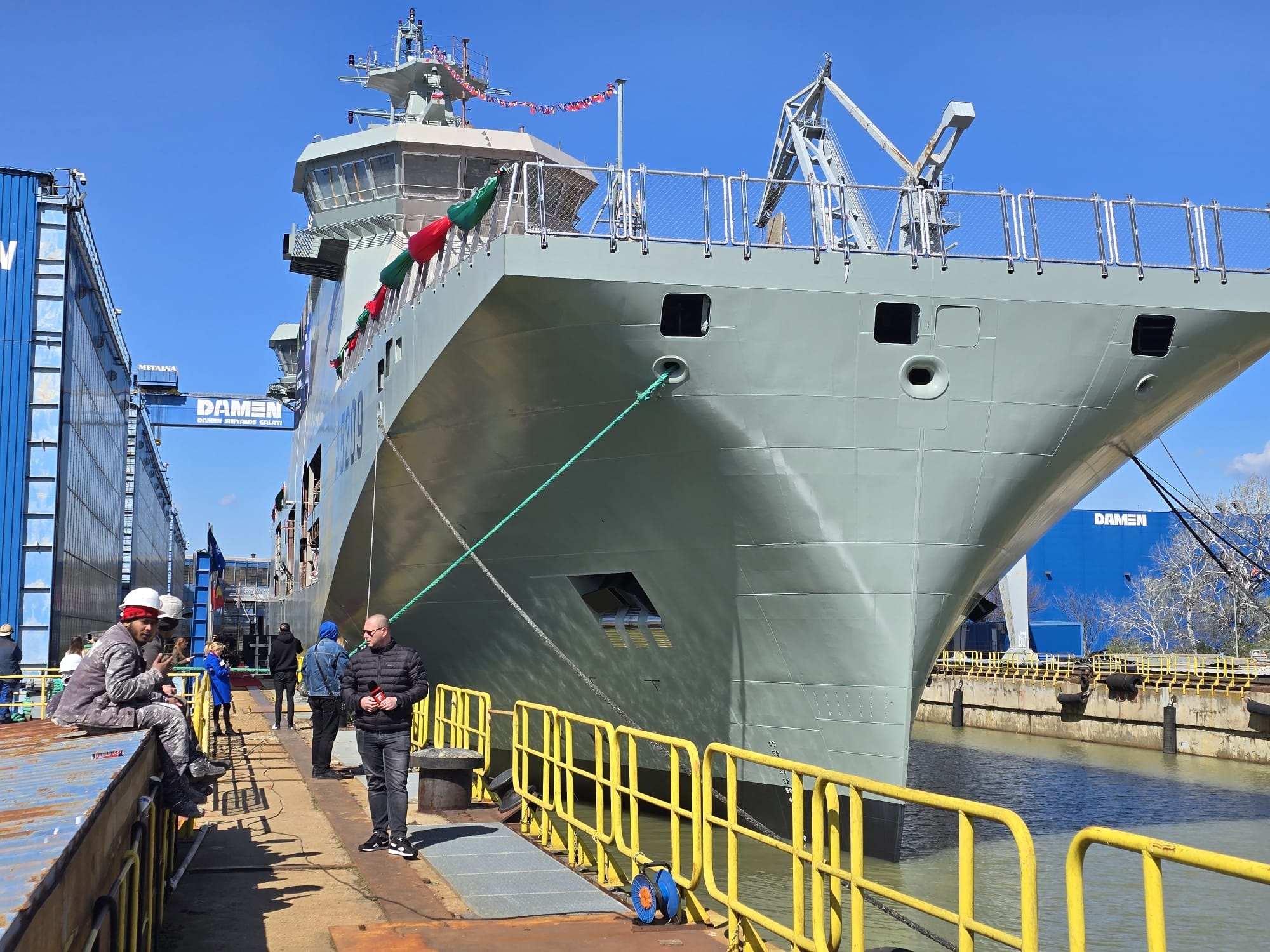 Portavion unicat de drone pentru Marina portugheză, lansat la Damen Galați (VIDEO și galerie FOTO)