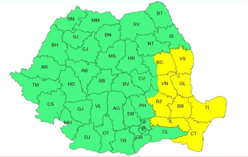 Galaţiul, tot în bătaia vântului. Codul galben a fost prelungit