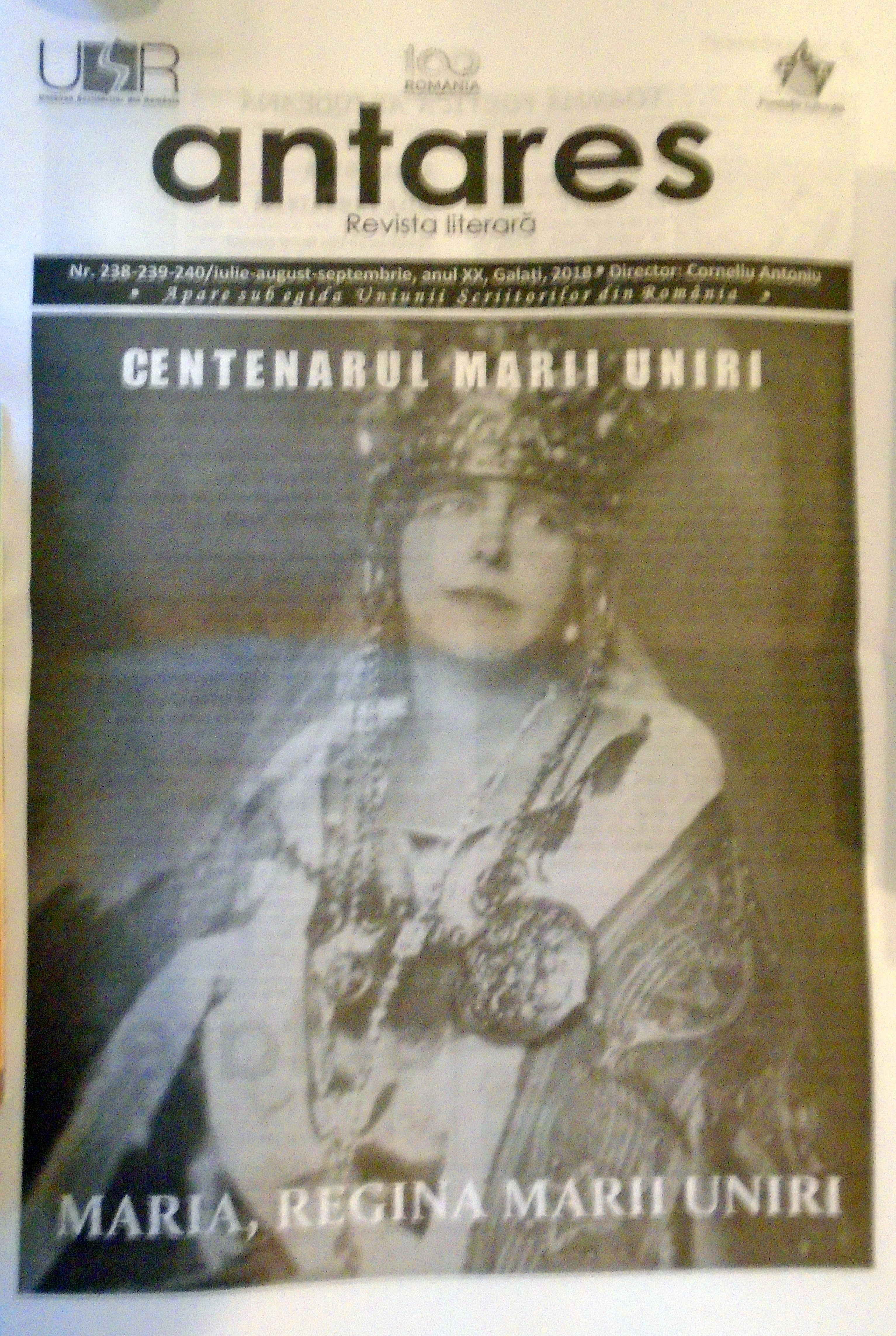 Revista ”Antares”, conţinut internaţional, dedicaţie centenară