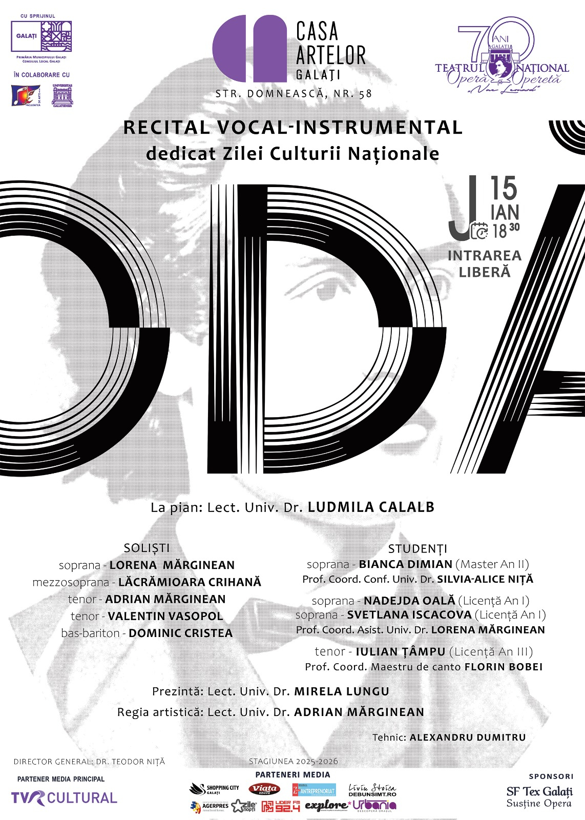 Recital vocal-instrumental cu poezii de Mihai Eminescu