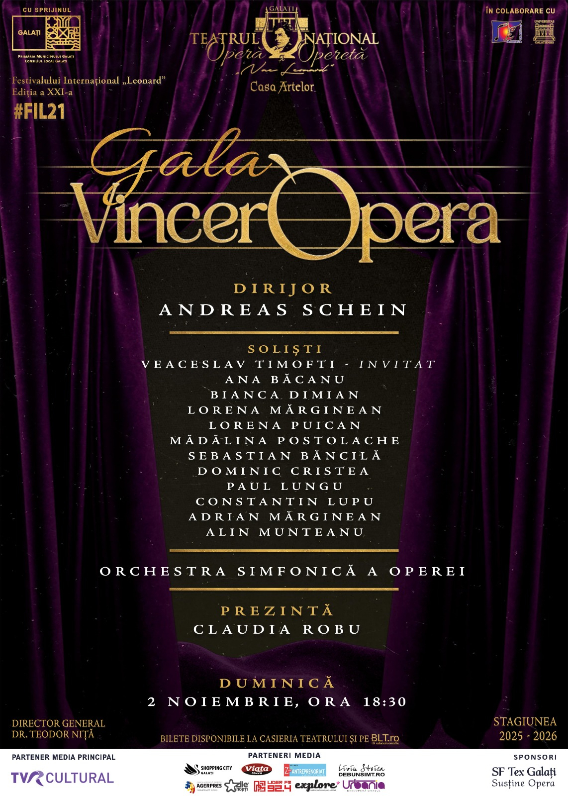 Festivalul Internaţional „Leonard” continuă cu Gala „VincerOpera”