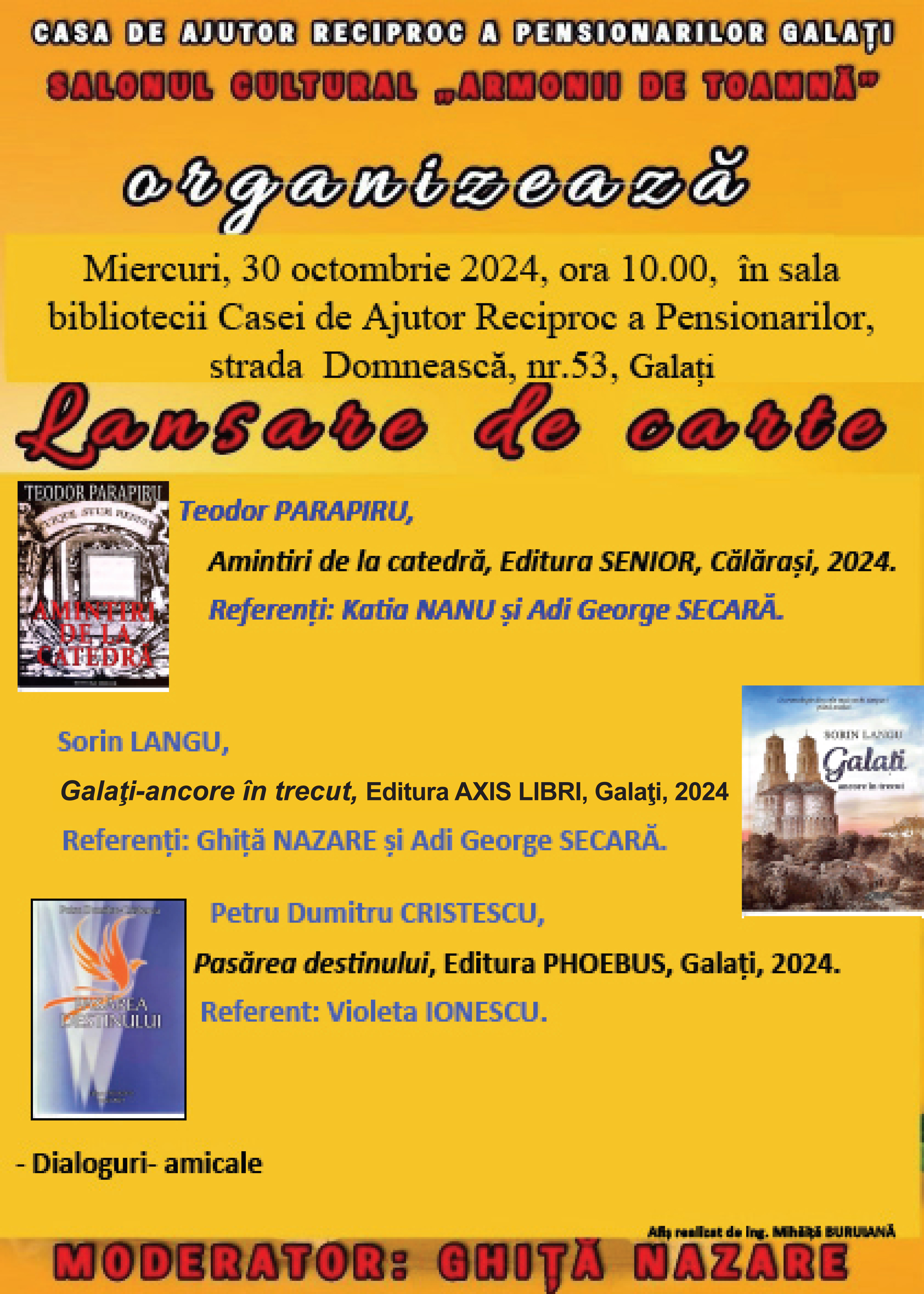 Triplă lansare de carte la CARP Galaţi