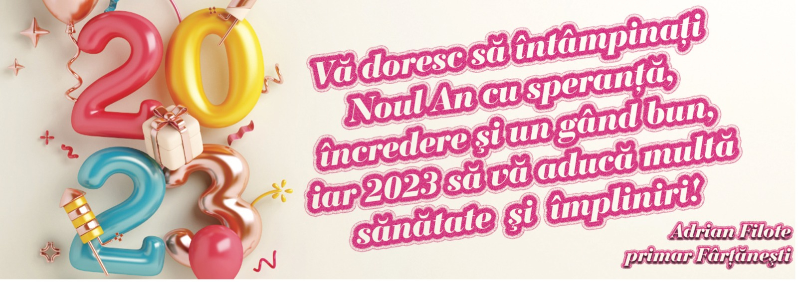 Adrian Filote, primarul comunei Fârțănești, vă urează Mulți Ani Fericiți!