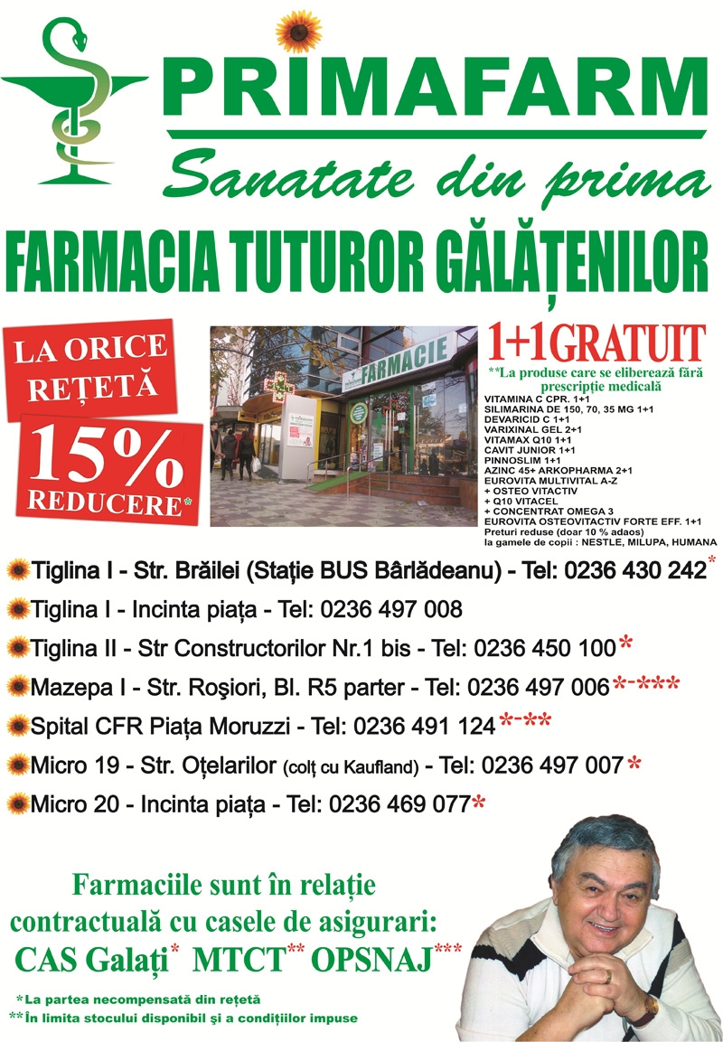 PRIMAFARM – FARMACIA TUTUROR GĂLĂȚENILOR!