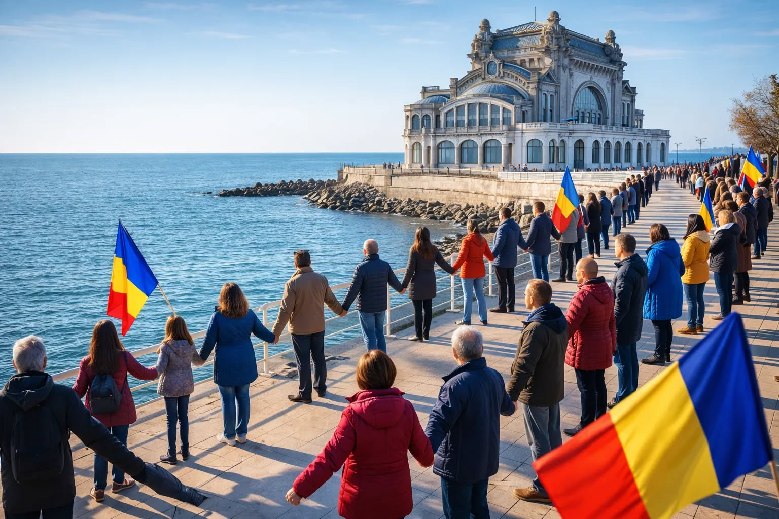 Lanț uman gigant de Ziua Unirii, pe traseul Via Dobrogeană