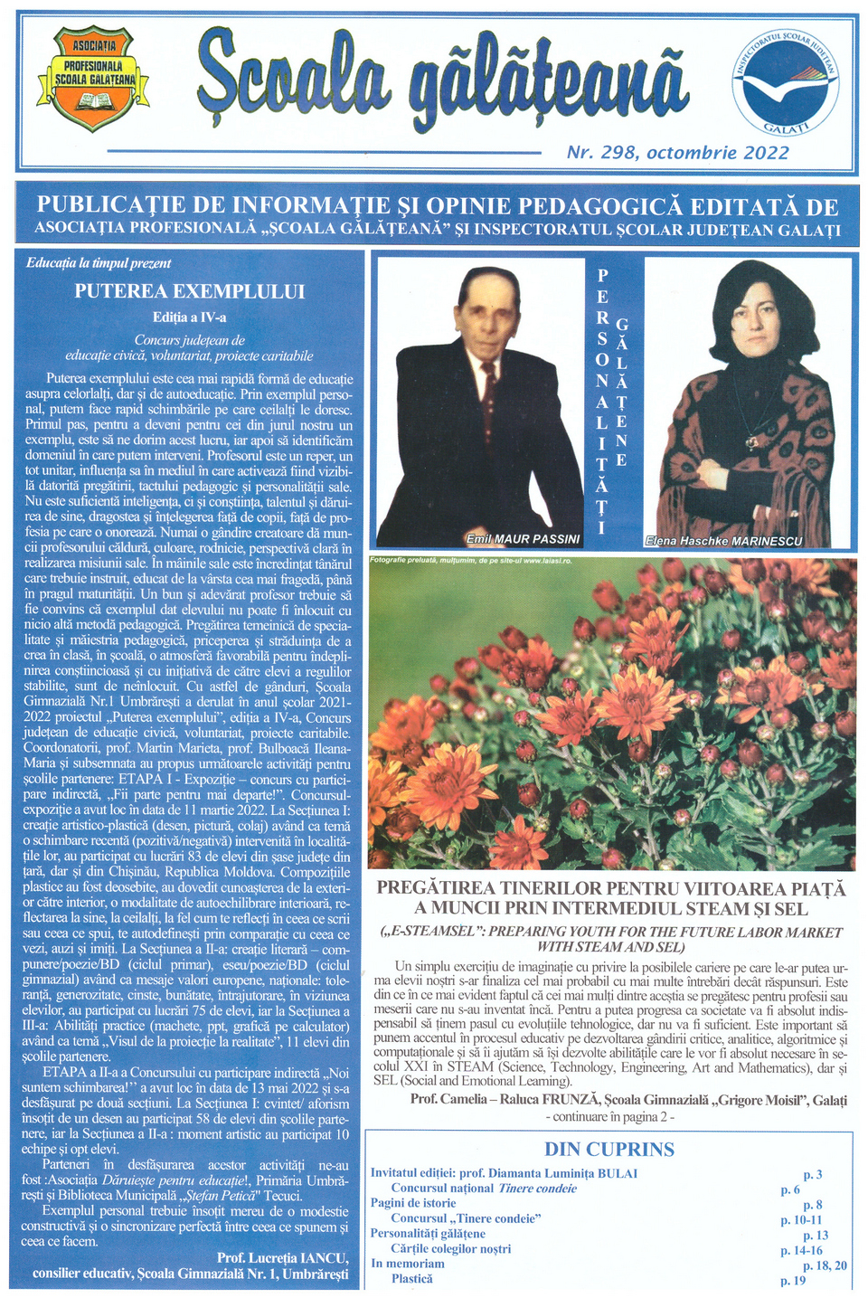 Revista „Şcoala gălăţeană”, la un nou număr