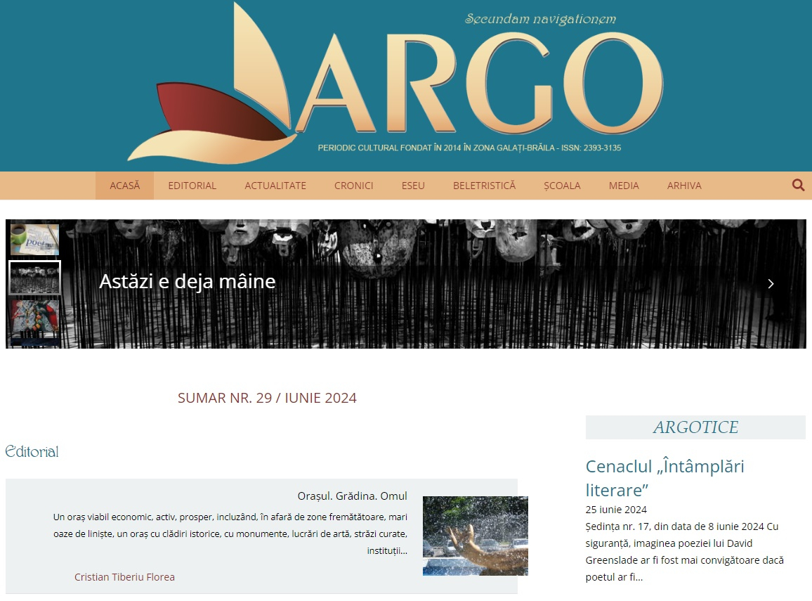 Revista de cultură „Argo”, la numărul 29