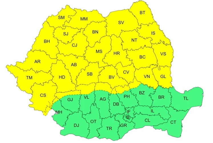 Noi avertizări de vreme rea, cu precipitaţii, polei, vânt şi ger