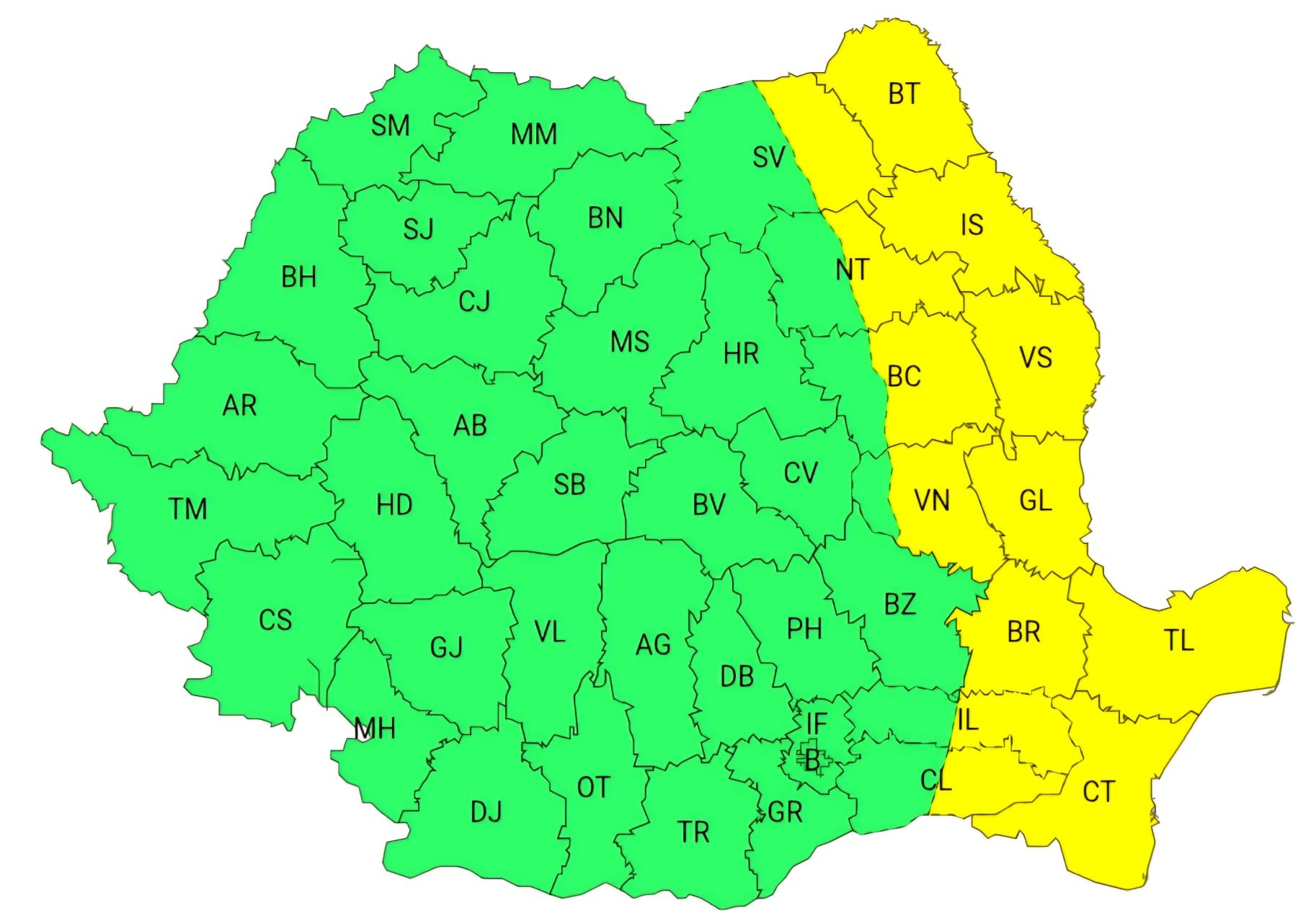 Avertizare de vânt puternic în judeţul Galaţi
