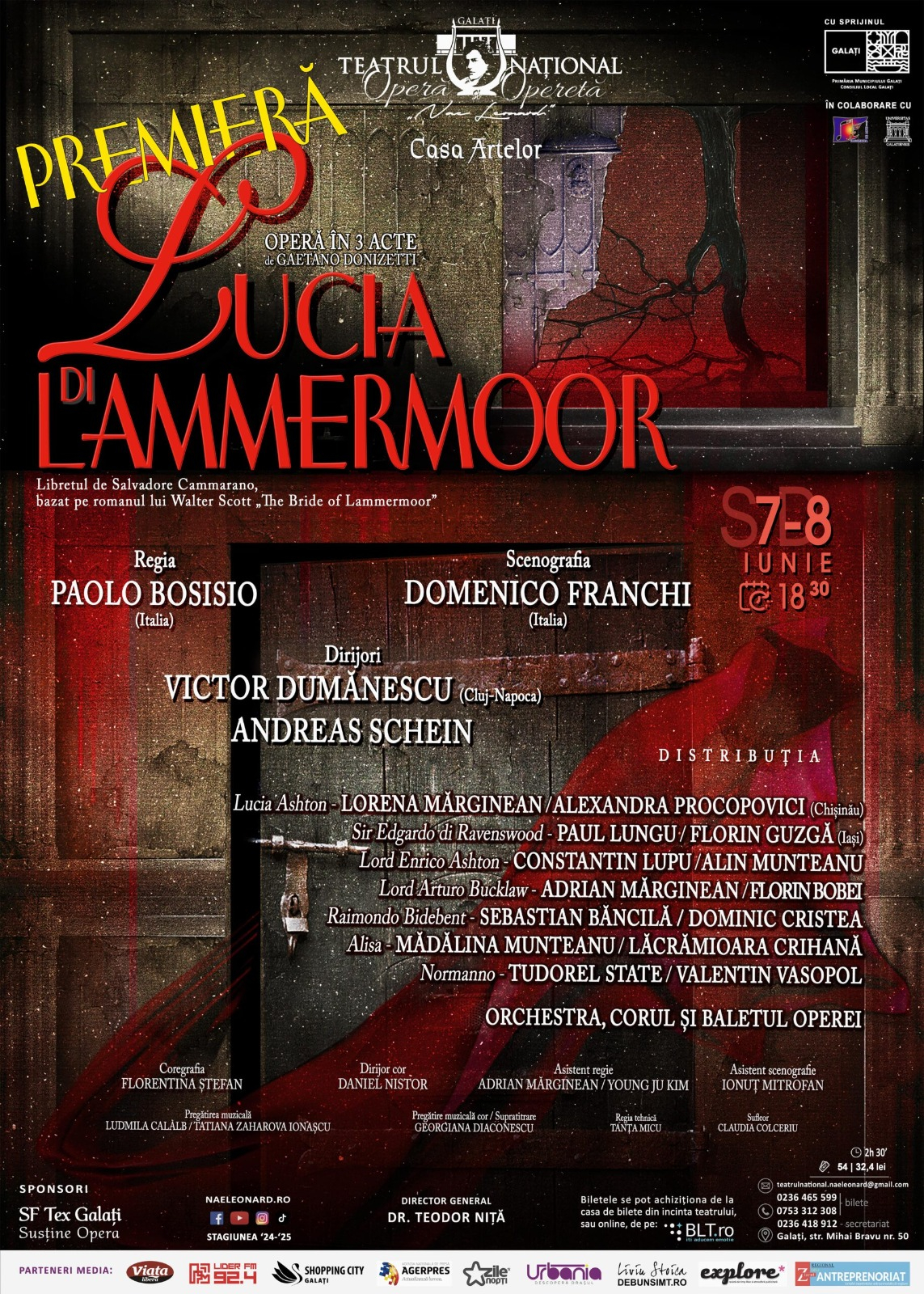 Capodopera „Lucia di Lammermoor” revine pe scena gălățeană