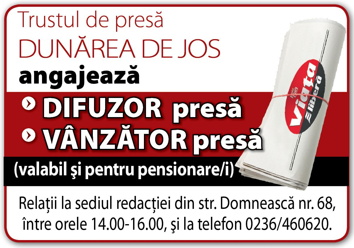 Trustul de presă ”Dunărea de Jos” ANGAJEAZĂ