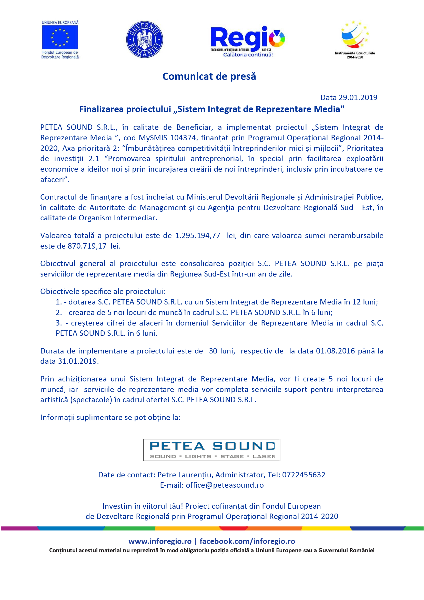 Finalizarea proiectului Sistem Integrat de Reprezentare Media