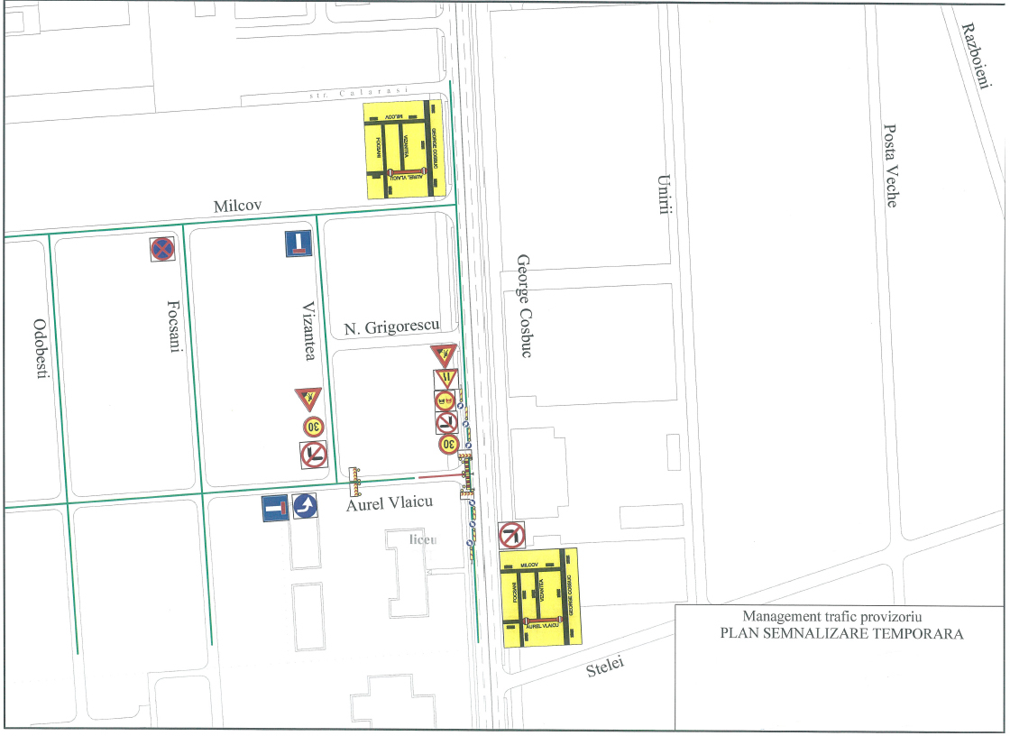 Circulație restricționată și un traseu deviat pentru remedierea unei avarii