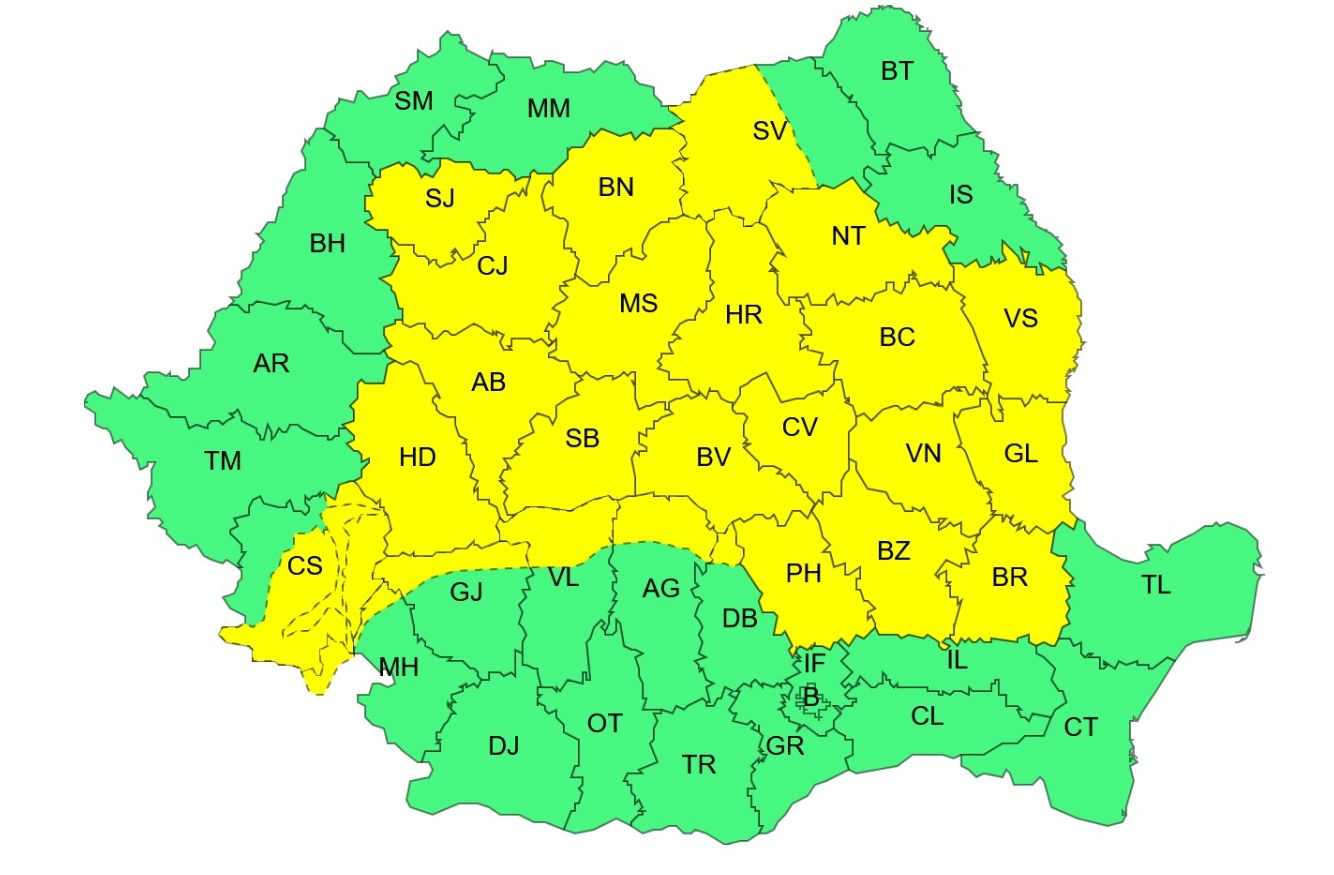 Galațiul, sub Cod galben de instabilitate atmosferică