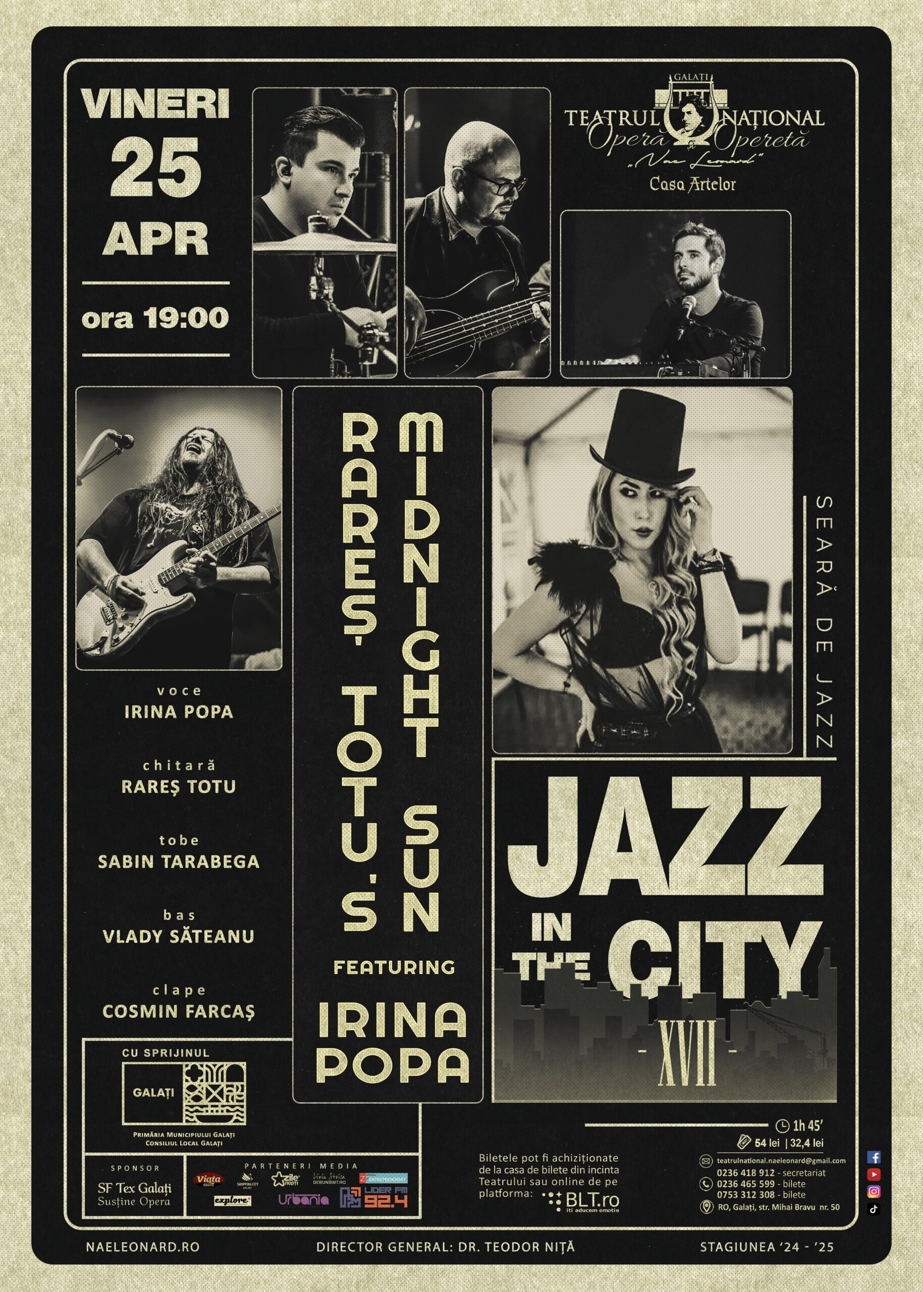 Seară de jazz cu Irina Popa şi formaţia lui Rareș Totu