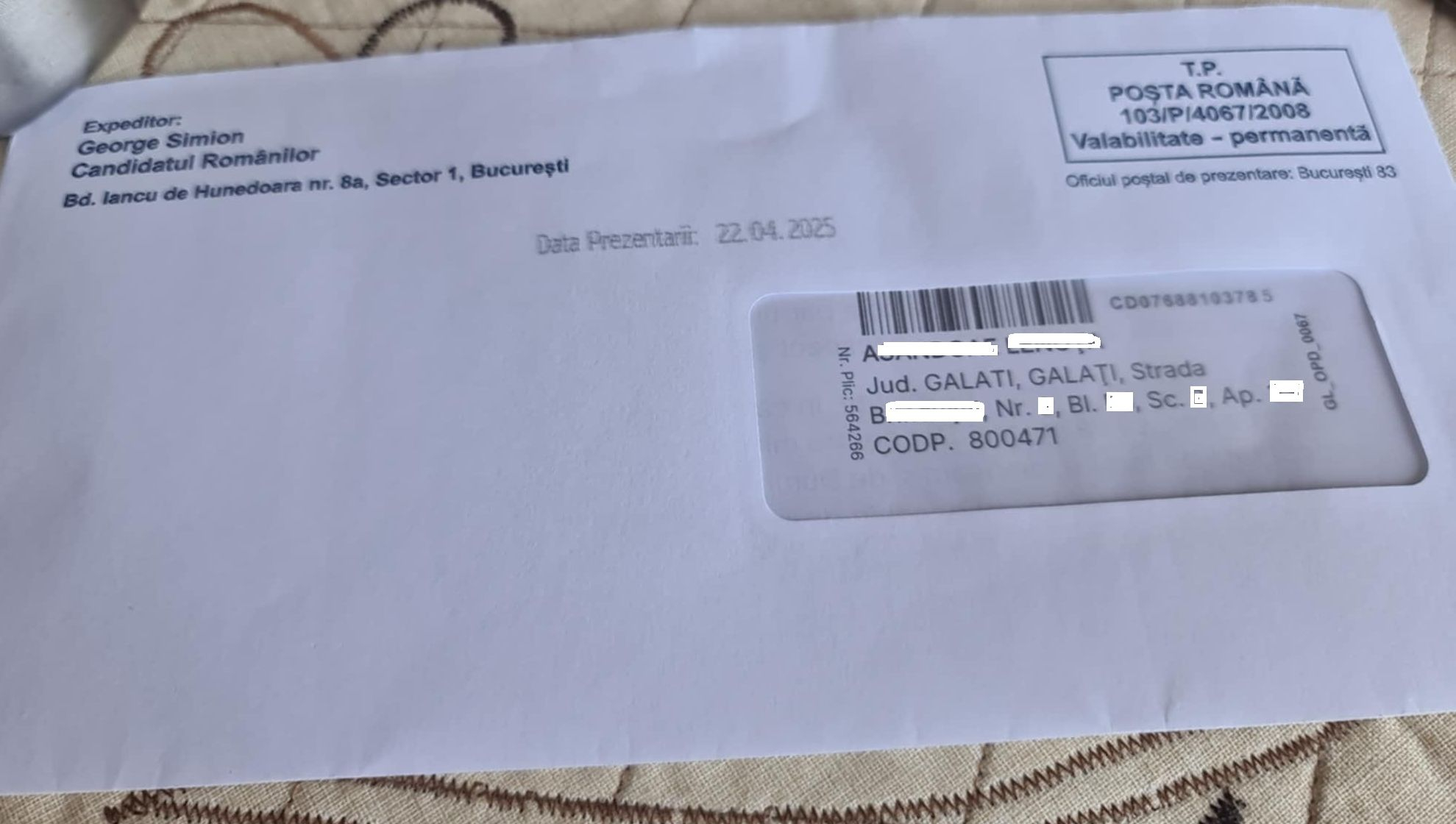 Scrisori de la George Simion pentru pensionarii din Galați. Baze de date „traficate” electoral