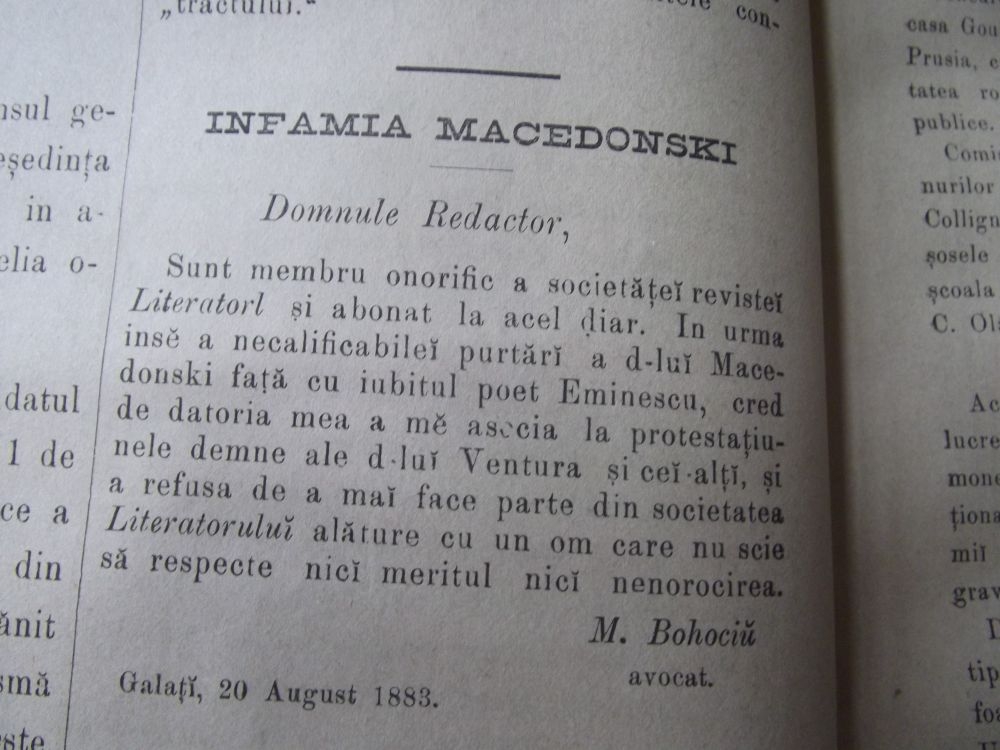 Gălăţeni în apărarea lui Mihai Eminescu, în ziarul local „Poşta”