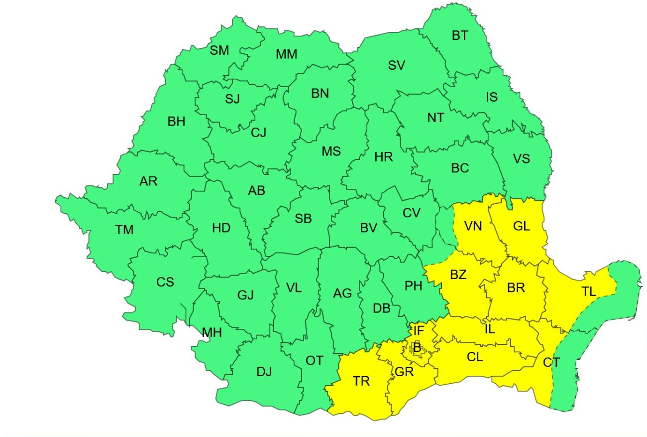 Galațiul, sub Cod galben de caniculă