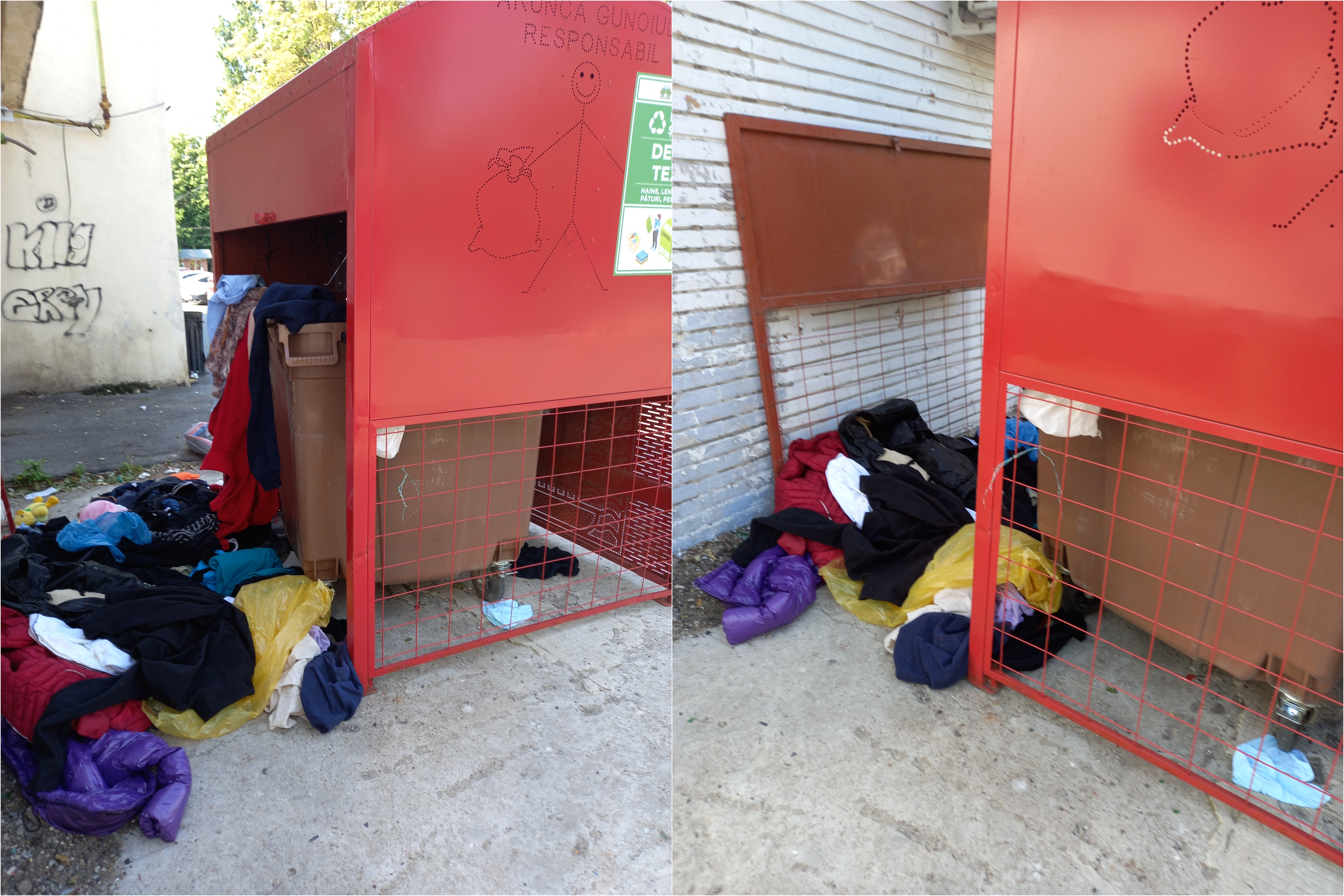 Poza zilei. Containere sau magazine de haine second hand?