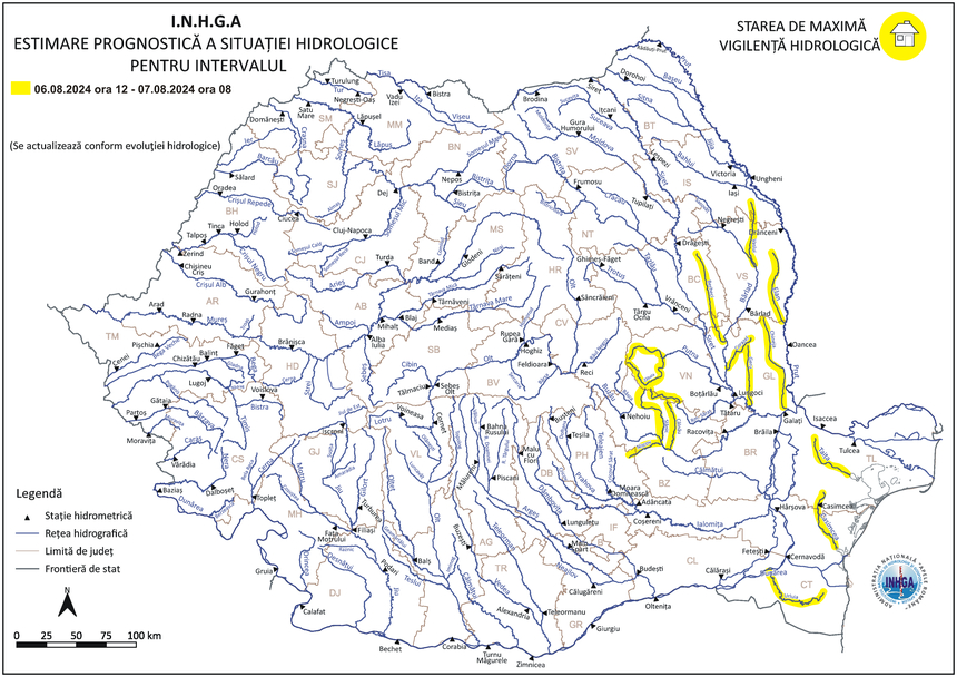 Cod galben de viituri pe râuri din Galaţi