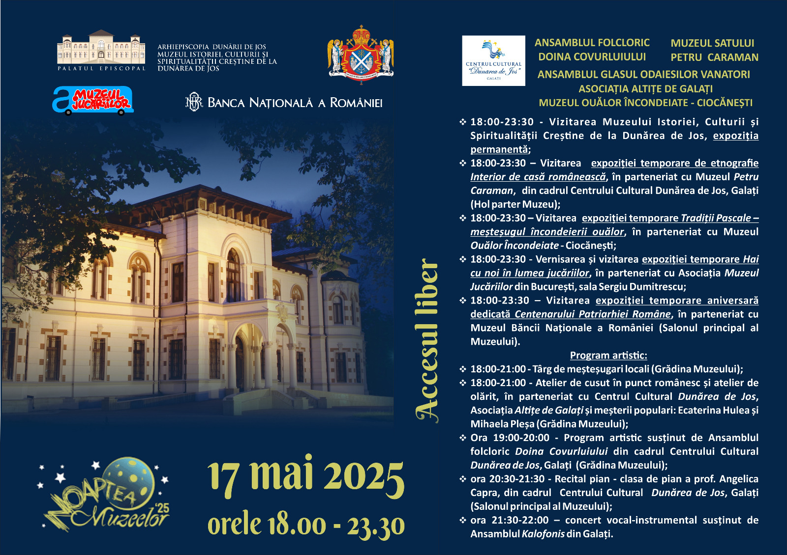 Noaptea Muzeelor 2025. Program special la Muzeul Spiritualităţii Creştine