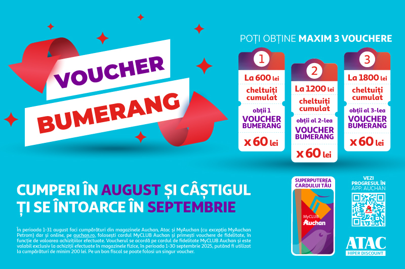 Cumpără în august de la ATAC și primești până la 180 lei înapoi în septembrie