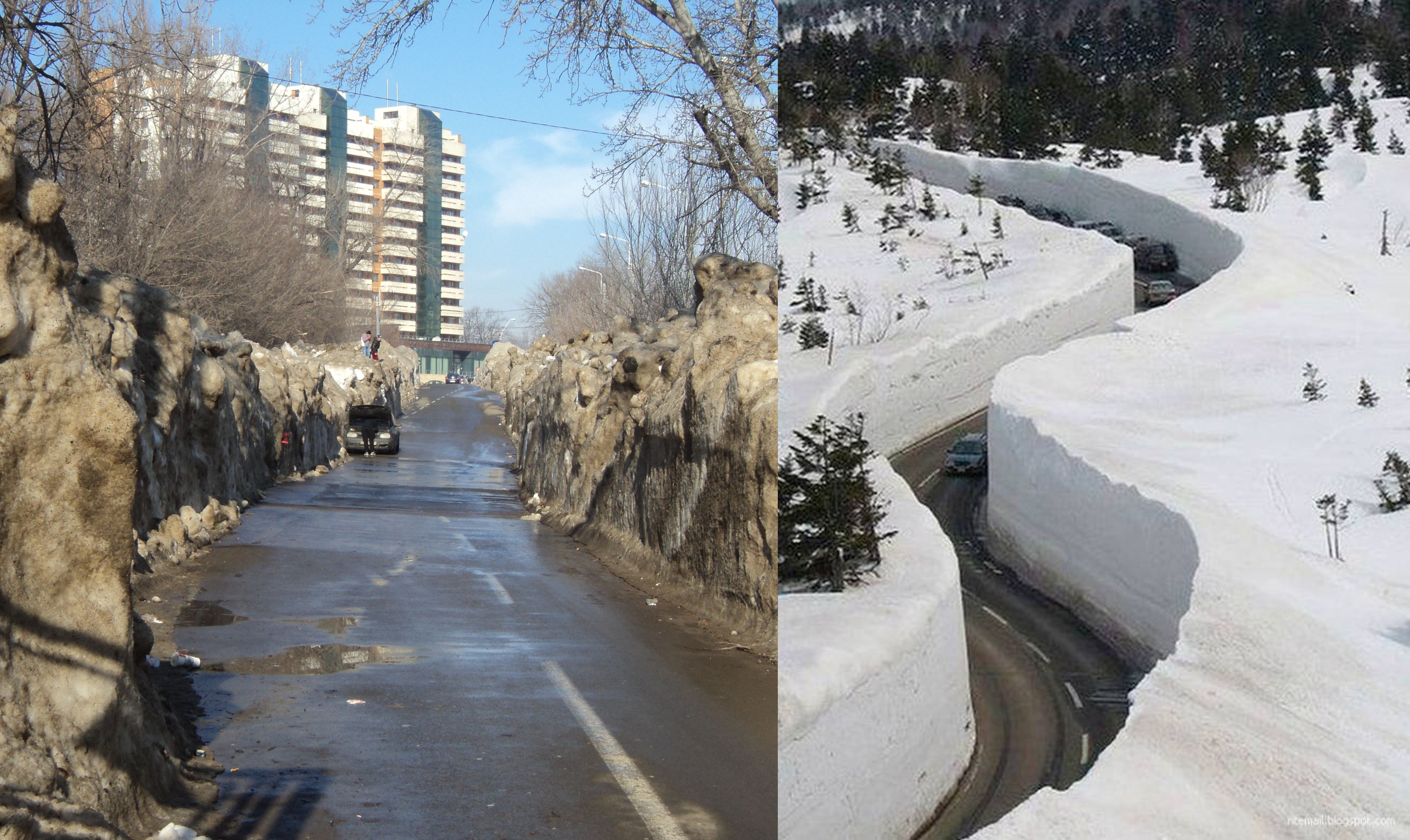 Nămeţi ca în Japonia: "Pereţi" de zăpadă până la stadionul Dunărea