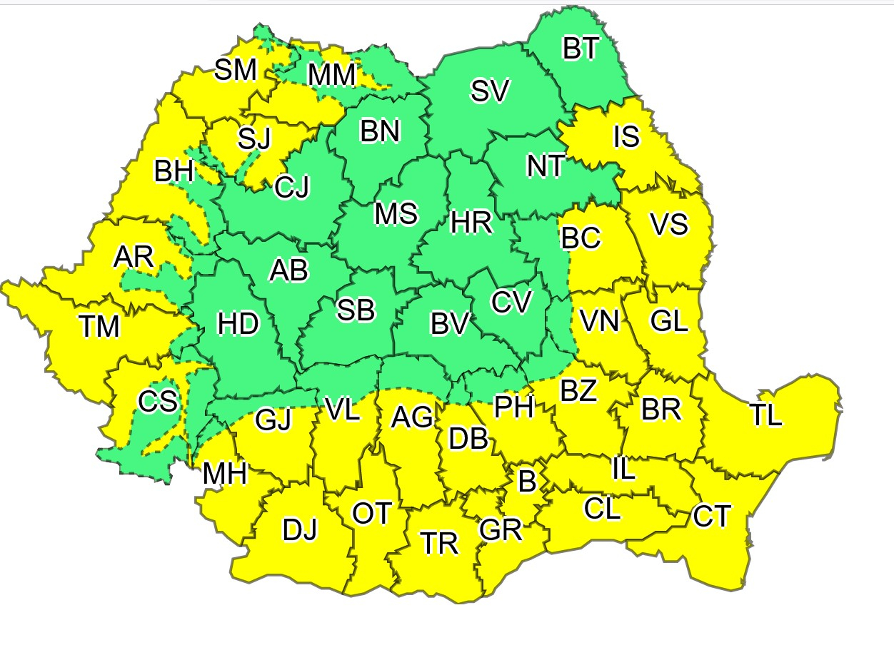 Galațiul, sub cod galben până duminică