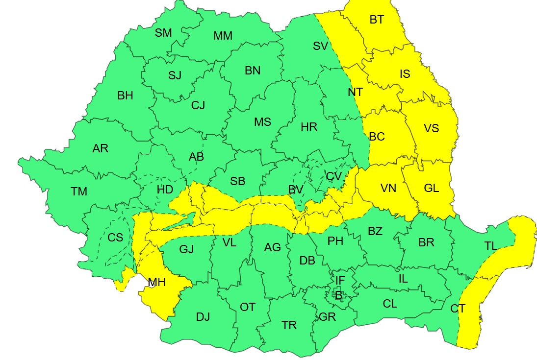 Galaţiul, sub cod galben de vreme rea