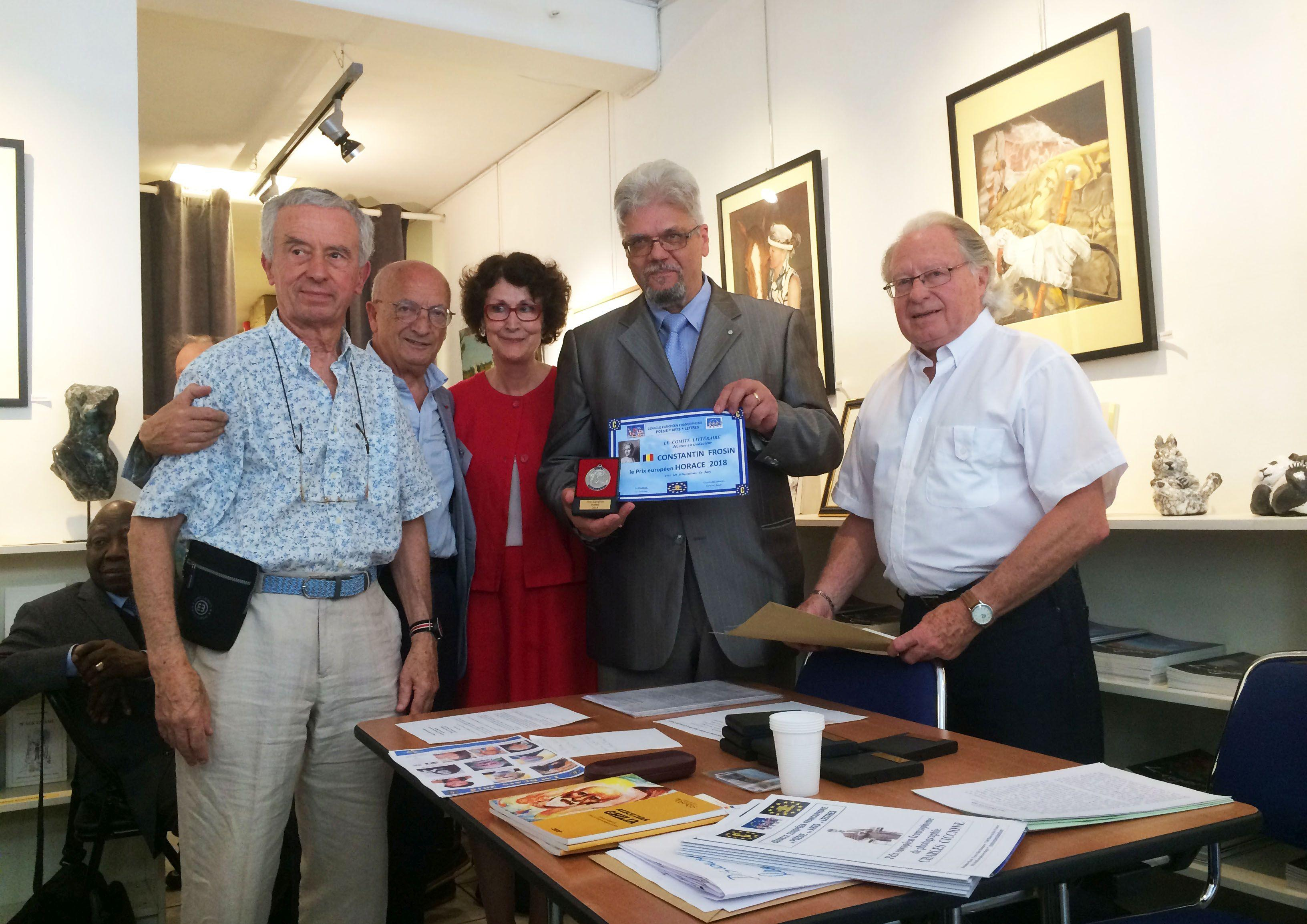 Constantin Frosin, laureat al Cenaclului European francofon. Cu un laudatio făcut de academicianul Giovanni Dotoli