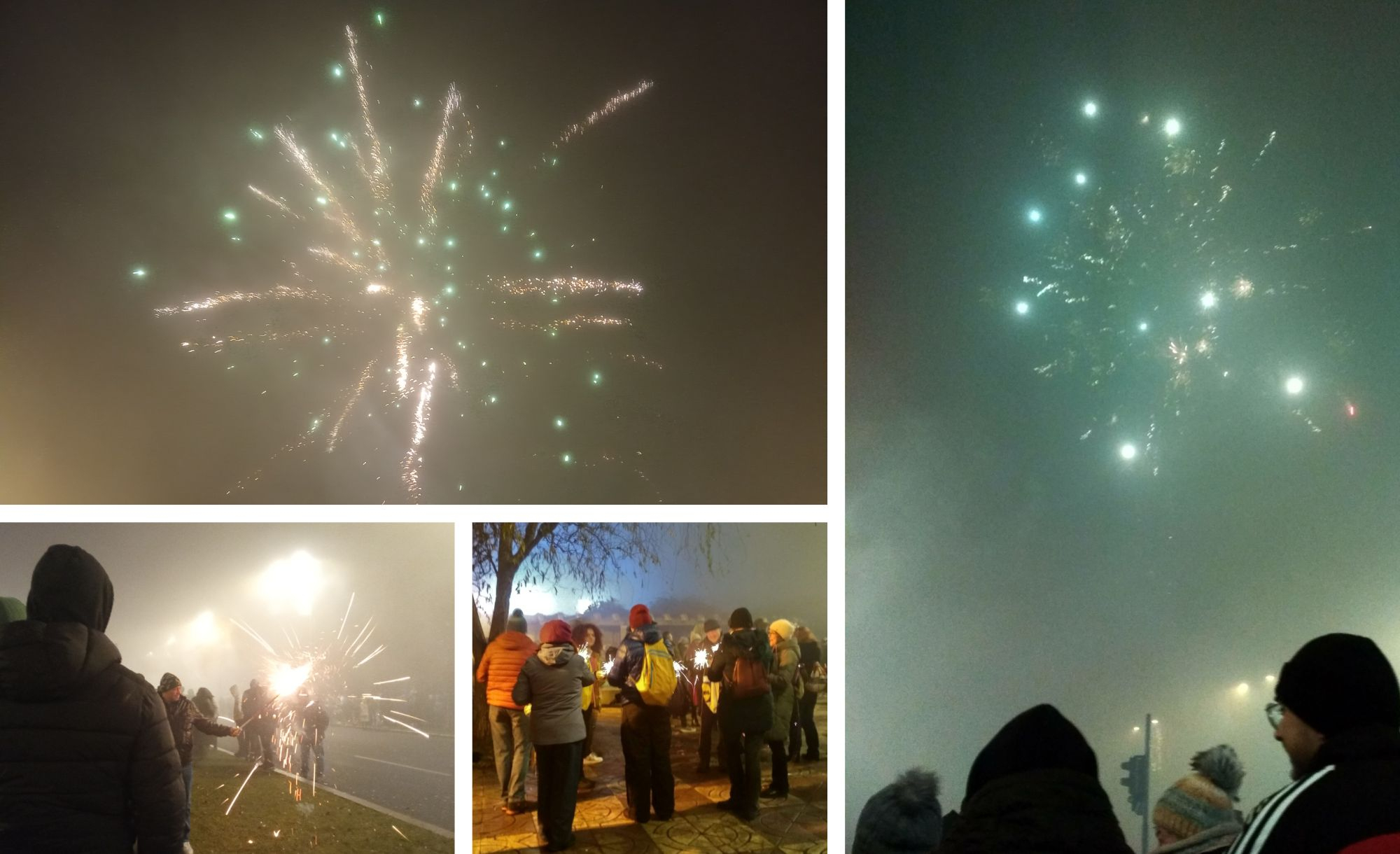 Revelionul în stradă, la Galaţi: 2025 - pâclă, fum şi bubuială (foto/video)