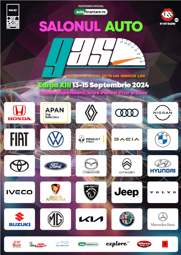 Cel mai mare Salon Auto din România se desfășoară la Galați de 13 ani - 13-15 Septembrie pe Faleza Superioară între Parcul Viva și Elice